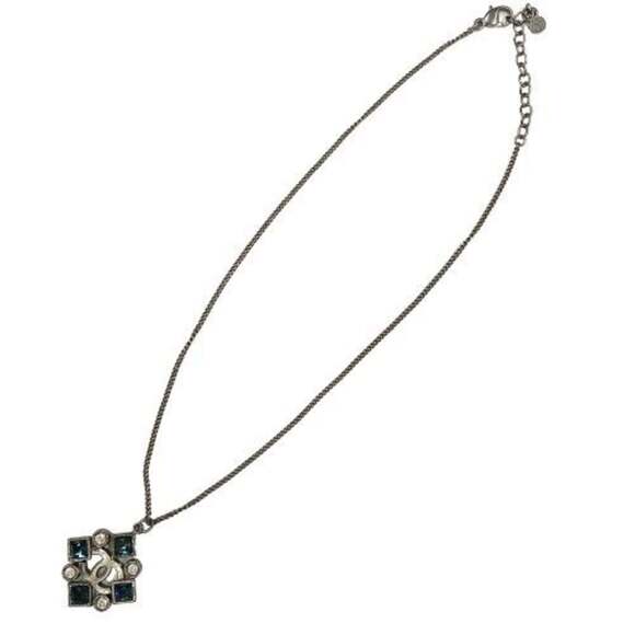 CHANEL Vintage Silver Logo Necklace
